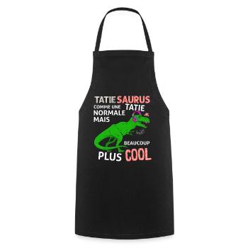 Tatie Saurus Tatie Dinosaure Humour Tante - Tablier de cuisine - noir - Devant - AI Model Male 185 dark (185cm)