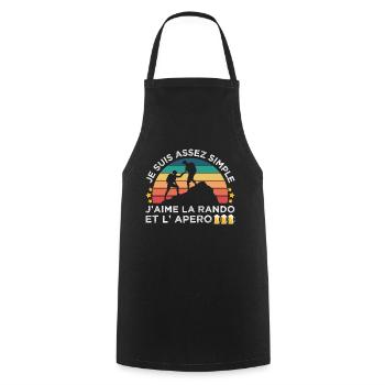 Rando et apéro humour randonneur cadeau vintage - Tablier de cuisine - noir - Devant - AI Model Male 185 dark (185cm)