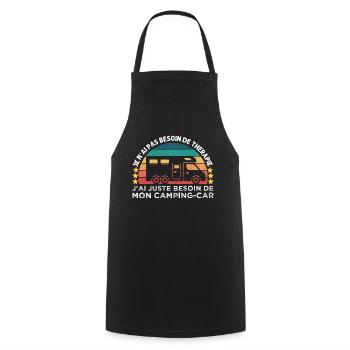 Camping-car thérapie humour camping cadeau vintage - Tablier de cuisine - noir - Devant - AI Model Male 185 dark (185cm)