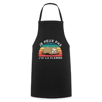 Je peux pas j'ai la flemme humour paresseux cadeau - Tablier de cuisine - noir - Devant - AI Model Male 185 dark (185cm)