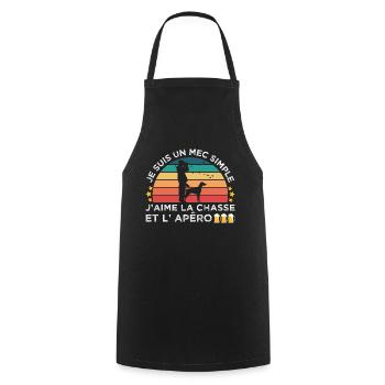 Chasse et apéro humour chasseur cadeau chasse cool - Tablier de cuisine - noir - Devant - AI Model Male 185 dark (185cm)