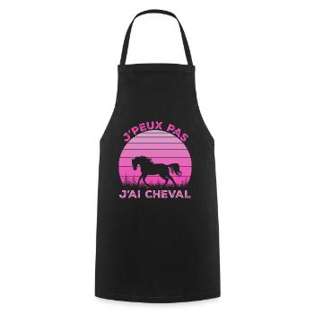 J'Peux Pas J'ai Cheval Animal Equitation - Tablier de cuisine - noir - Devant - AI Model Male 185 dark (185cm)