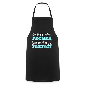 Un papy sachant pêcher cadeau grand-père pêcheur - Tablier de cuisine - noir - Devant - AI Model Male 185 dark (185cm)