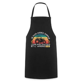 Tracteur et apéro cadeau agriculteur vintage - Tablier de cuisine - noir - Devant - AI Model Male 185 dark (185cm)