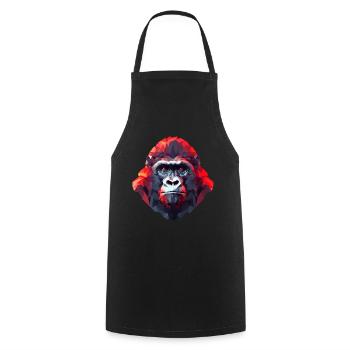 Polygonales Gorilla-Portrait - Modernes Kunst - Kochschürze - Schwarz - Vorne - AI Model Male 185 dark (185cm)
