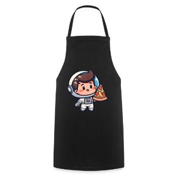 Astronaut with pizza - Cooking Apron - black - Front - AI Model Male 185 dark (185cm)