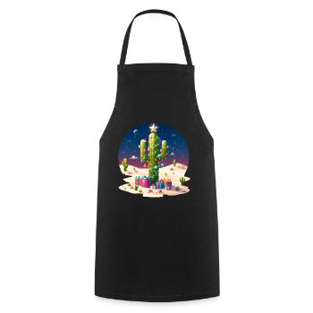 Desert Christmas - cactus, Christmas tree and - Cooking Apron - black - Front - AI Model Male 185 dark (185cm)