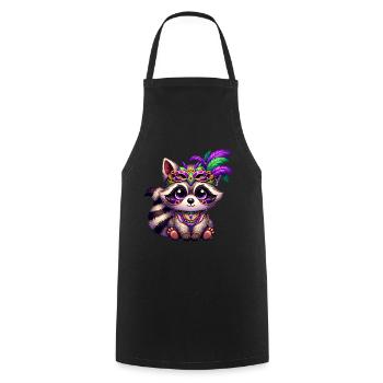 Mardi Gras ours raton laveur main ours mignon bande dessinée - Tablier de cuisine - noir - Devant - AI Model Male 185 dark (185cm)