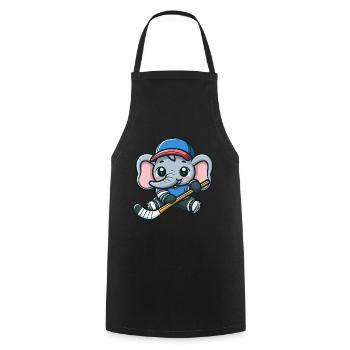 Conception de bande dessinée de hockey sur glace éléphant mignon - Tablier de cuisine - noir - Devant - AI Model Male 185 dark (185cm)