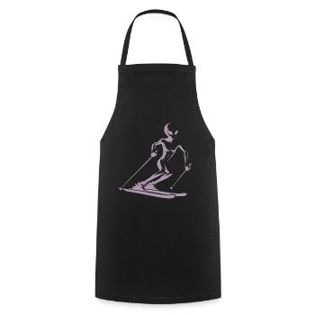 Alien skier silhouette for minimalist - Cooking Apron - black - Front - AI Model Male 185 dark (185cm)