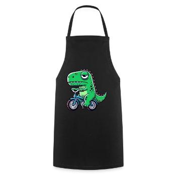 Funny dino T-Rex on bike Bizarre and - Cooking Apron - black - Front - AI Model Male 185 dark (185cm)