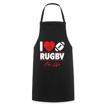 Rugby ist mein Leben, Geschenkidee - Kochschürze - Schwarz - Vorne - AI Model Male 185 dark (185cm)