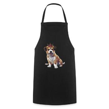 Cute Briard Dog with Lock and Crown - Cooking Apron - black - Front - AI Model Male 185 dark (185cm)