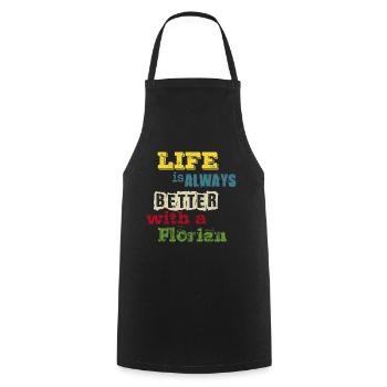 life is always better with a Florian - Cooking Apron - black - Front - AI Model Male 185 dark (185cm)