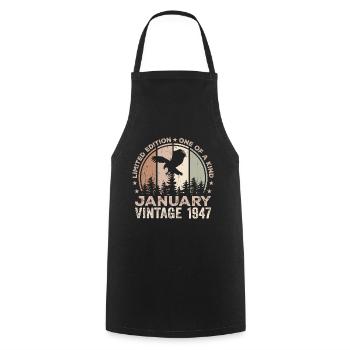 Incomparable since January 1947 77 Anniversary - Cooking Apron - black - Front - AI Model Male 185 dark (185cm)