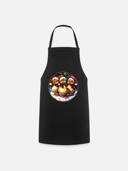 Entchen Weihnachtsmann - Kochschürze - Schwarz