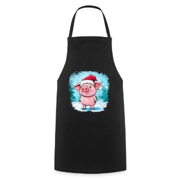 Weihnachtsmann Schweinchen - Kochschürze - Schwarz - Vorne - AI Model Male 185 dark (185cm)