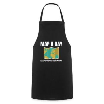 World Map GIS Cartography Earth Geography - Cooking Apron - black - Front - AI Model Male 185 dark (185cm)