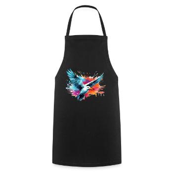 Colorful seagull paint blobs paint splashes - Cooking Apron - black - Front - AI Model Male 185 dark (185cm)