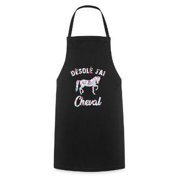 désolé j'ai cheval T shirt équitation - Tablier de cuisine - noir - Devant - AI Model Male 185 dark (185cm)