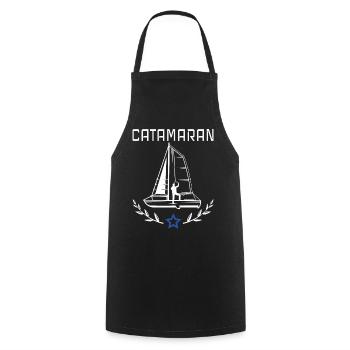 Katamaran Segelboot für alle Segler ein Geschenk - Kochschürze - Schwarz - Vorne - AI Model Male 185 dark (185cm)