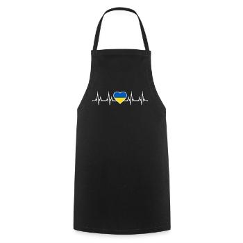 Ukraine Herzschlag Fahne Herz Heartbeat Flagge - Kochschürze - Schwarz - Vorne - AI Model Male 185 dark (185cm)