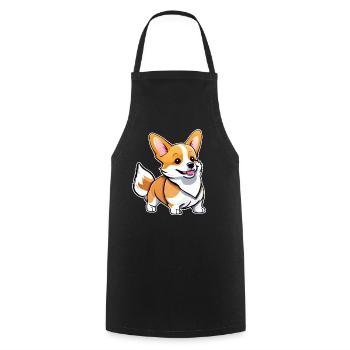 Mignon chien gallois Corgi - Tablier de cuisine - noir - Devant - AI Model Male 185 dark (185cm)