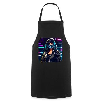 Fille Cyberpunk Cool - Tablier de cuisine - noir - Devant - AI Model Male 185 dark (185cm)
