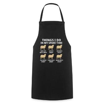 Things I do in my spare time hang out with sheep - Cooking Apron - black - Front - AI Model Male 185 dark (185cm)