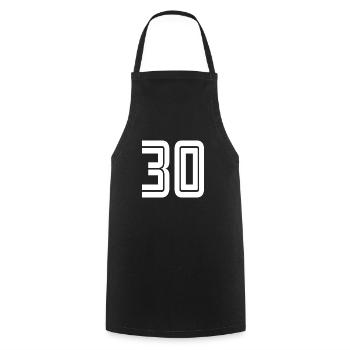 Maillot numéro 30 – Cadeau anniversaire 30 ans - Tablier de cuisine - noir - Devant - AI Model Male 185 dark (185cm)