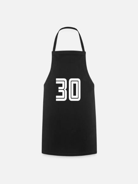 Maillot numéro 30 – Cadeau anniversaire 30 ans - Tablier de cuisine - noir