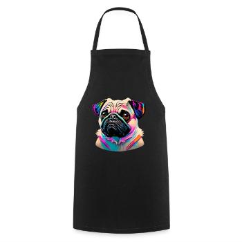 Mops Kopf Pug Graffiti - Kochschürze - Schwarz - Vorne - AI Model Male 185 dark (185cm)