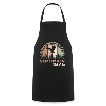 Incomparable depuis septembre 1975 49 Anniversaire - Tablier de cuisine - noir - Devant - AI Model Male 185 dark (185cm)