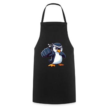 Cooler Cartoon Pinguin Karate Martial Arts - Kochschürze - Schwarz - Vorne - AI Model Male 185 dark (185cm)