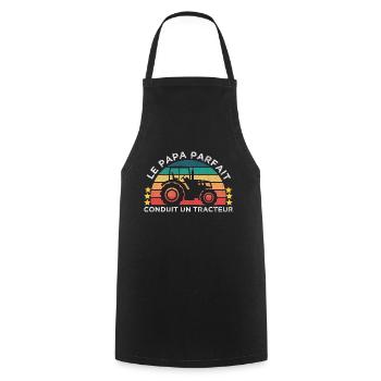 Le papa parfait conduit un tracteur cadeau vintage - Tablier de cuisine - noir - Devant - AI Model Male 185 dark (185cm)