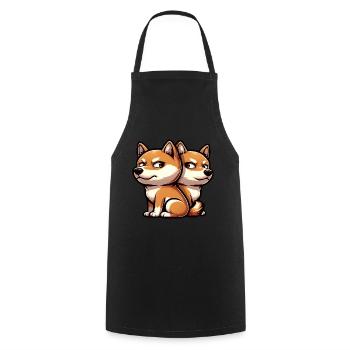 Cute Shiba Inu Cartoon Funny Skeptical Look - Cooking Apron - black - Front - AI Model Male 185 dark (185cm)