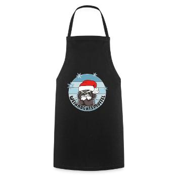 Comicstyle Katzenmotiv - Weihnachten ohne mich - Kochschürze - Schwarz - Vorne - AI Model Male 185 dark (185cm)