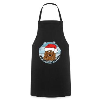 Comicstyle Dackelmotiv - Weihnachten ohne mich - Kochschürze - Schwarz - Vorne - AI Model Male 185 dark (185cm)