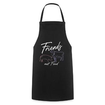 FRIENDS NOT FOOD, Vegan Veganer - Kochschürze - Schwarz - Vorne - AI Model Male 185 dark (185cm)