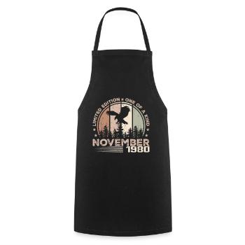 Incomparable since November 1980 44 Anniversary - Cooking Apron - black - Front - AI Model Male 185 dark (185cm)