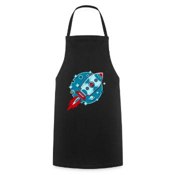 Retro Rocket Planet Space Space Sci-fi - Cooking Apron - black - Front - AI Model Male 185 dark (185cm)