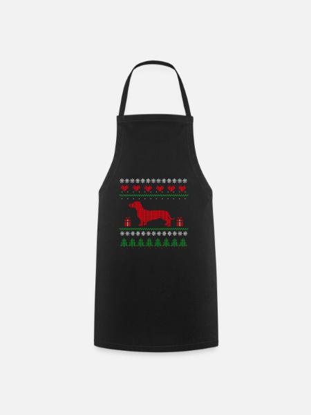 Ugly Christmas Dachshund Dog Christmas Gift - Cooking Apron - black