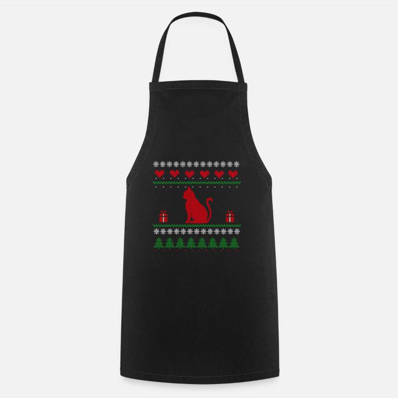 Cadeau de Noël de chat de Noël moche - Tablier de cuisine - noir