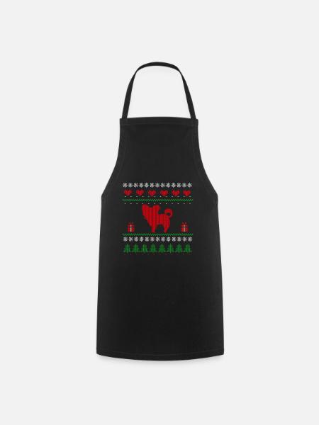 Ugly Christmas Papillion Miniature Christmas - Cooking Apron - black