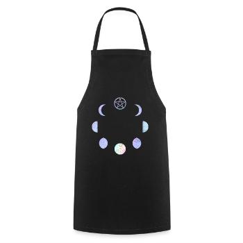 Mondphasen Pastell Regenbogen Gothic Pentagramm - Kochschürze - Schwarz - Vorne - AI Model Male 185 dark (185cm)