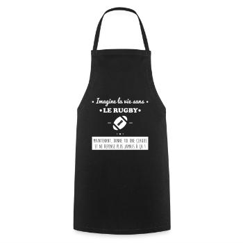 Le rugby,rugbyman - Tablier de cuisine - noir - Devant - AI Model Male 185 dark (185cm)