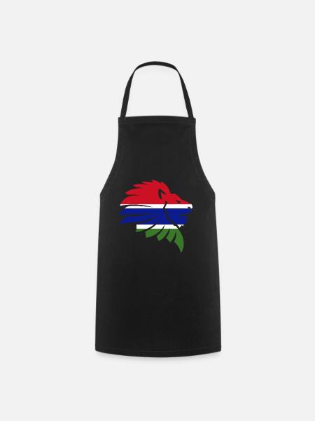 Gambia Flagge Afrika Löwe Geschenk - Kochschürze - Schwarz