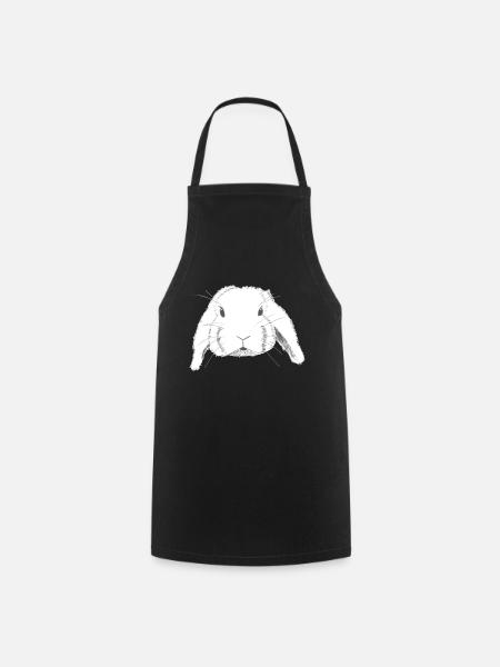 Aries Rabbit Drawing - Cooking Apron - black
