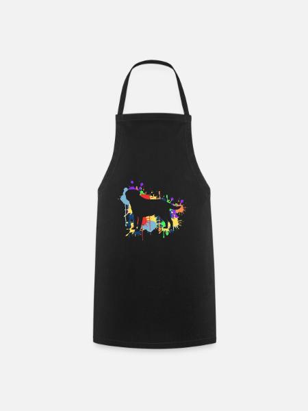 The beautiful & happy colored rainbow labrador - Cooking Apron - black