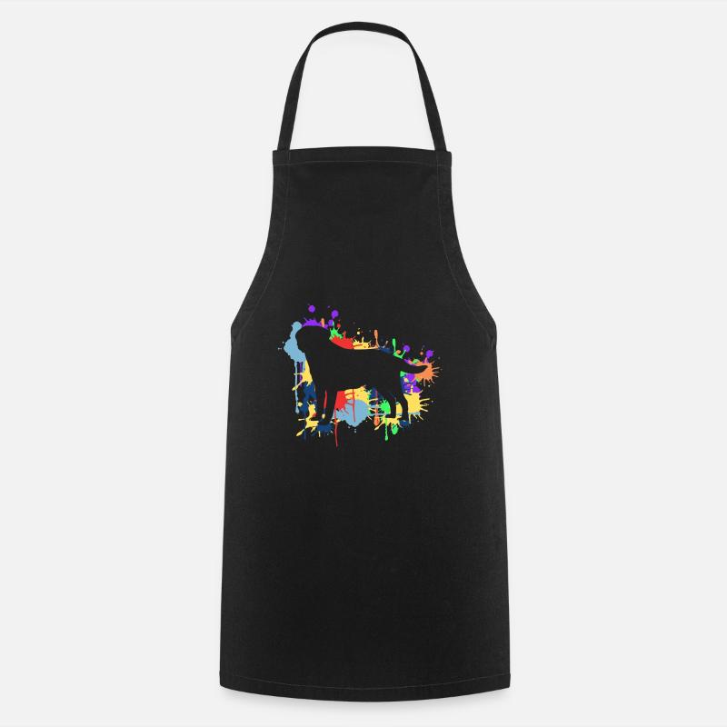 The beautiful & happy colored rainbow labrador - Cooking Apron - black